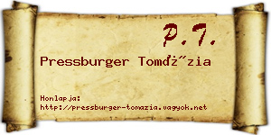 Pressburger Tomázia névjegykártya